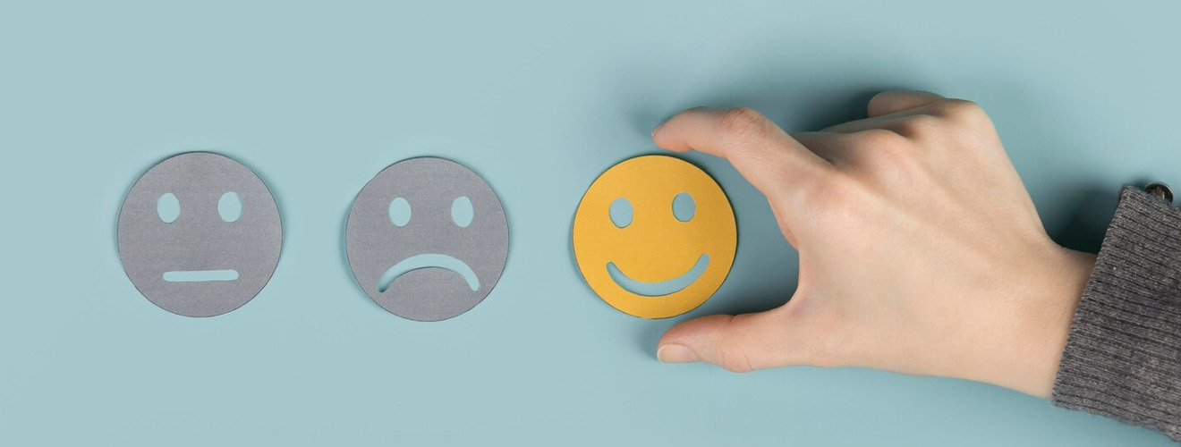 Verschillende smilys op een rij